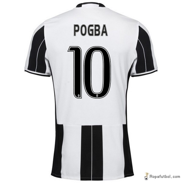 Camiseta Juventus Replica Primera Ropa Pogba 2016/17 Negro Blanco